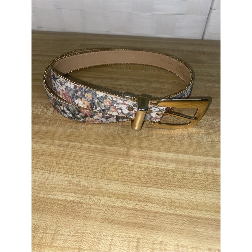 80s Motion East Belt Women's Size Small 26” Leather & Lace Overlay Multicolor